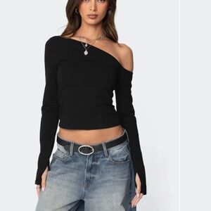 Edikted Black Asymmetrical Long Sleeve